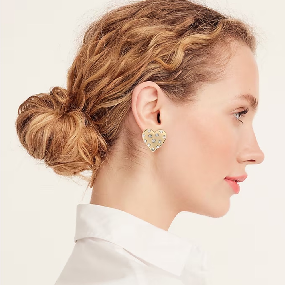 JCrew NWT Gold Heart Earrings - Picture 3 of 6